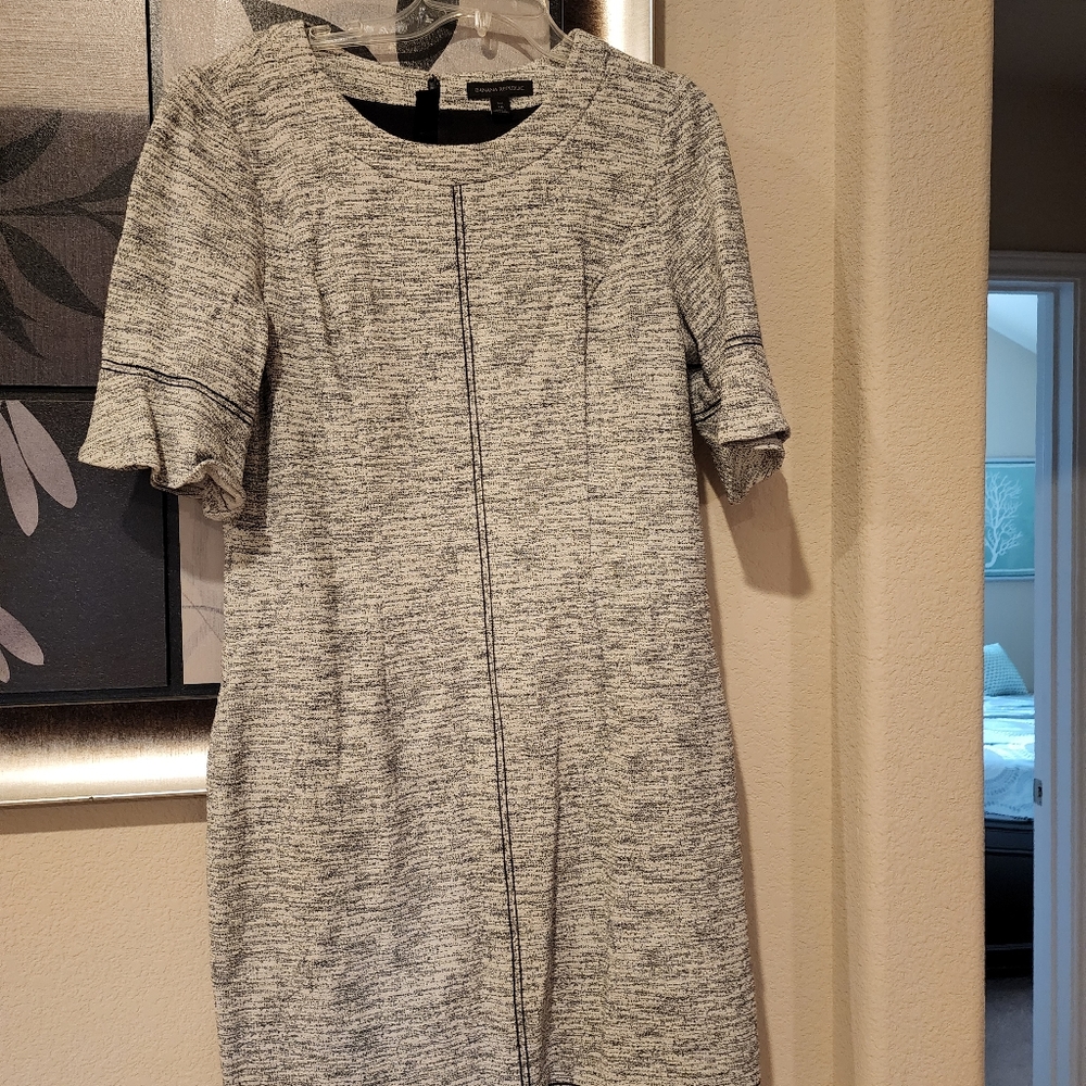 Black and White Sheath Winter/Fall Sheath Dress-Work/Church/Office